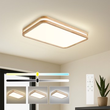 BRILAGI - LED затемнюваний стельовий світильник MOLINA SQUARE LED/54W/230V 3000-6000K дуб 60x40 см + пульт дистанційного керування