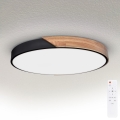 Brilagi - LED затемнюваний стельовий світильник PILANA LED/60W/230V 3000-6500K дуб/чорний діаметр 60 см + пульт дистанційного керування