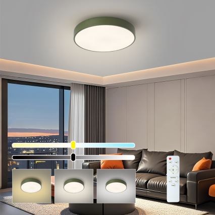 Brilagi - димований світлодіодний стельовий світильник POOL LED/36W/230V 3000-6000K, діаметр 30 см, зелений, з пультом дистанційного керування