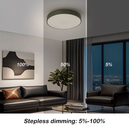 Brilagi - димований світлодіодний стельовий світильник POOL LED/36W/230V 3000-6000K, діаметр 30 см, зелений, з пультом дистанційного керування