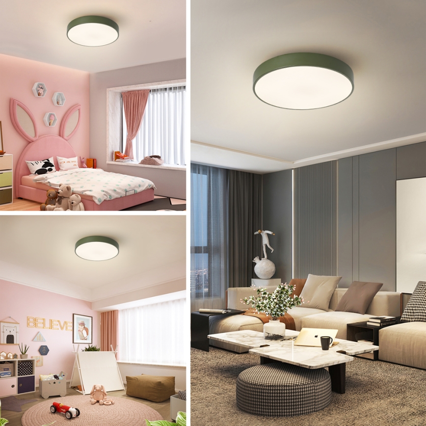 Brilagi - димований світлодіодний стельовий світильник POOL LED/36W/230V 3000-6000K, діаметр 30 см, зелений, з пультом дистанційного керування