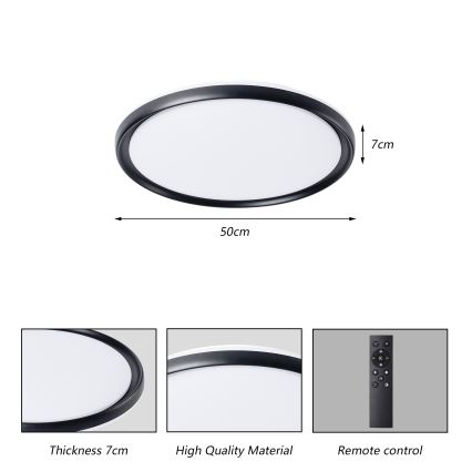 Brilagi - димований стельовий LED-світильник RIVO LED/72W/230V 3000-6000K чорний, діам. 50 см + пульт дистанційного керування