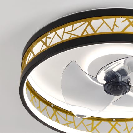 Брілагі - стельовий вентилятор із регульованою LED-підсвіткою LED/34W/230V 3000-6500K, діаметр 50 см, чорний/золотий + пульт дистанційного керування