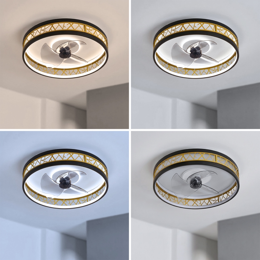 Brilagi - затемнюваний стельовий вентилятор LED/34W/230V 50 cm чорний/золотий + дистанційне керування