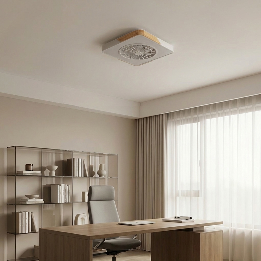 Brilagi - затемнюваний стельовий світильник з вентилятором LED/38W/230V 3000-6500K 3000-6500K 50x50 cm білий/дуб + дистанційне керування