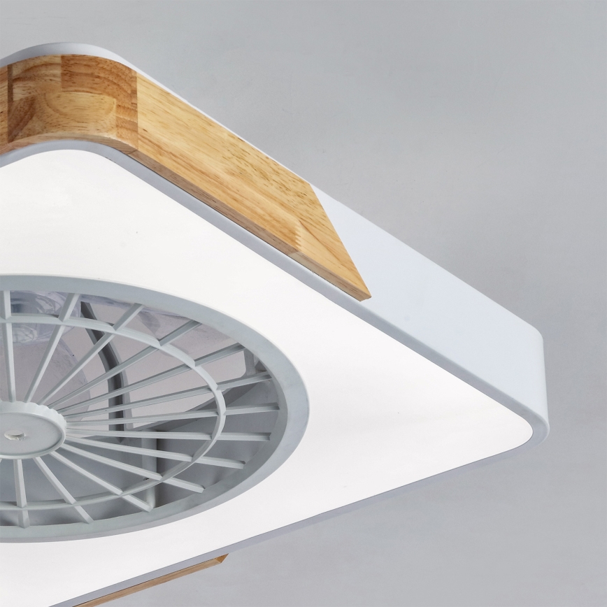 Brilagi - затемнюваний стельовий світильник з вентилятором LED/38W/230V 3000-6500K 3000-6500K 50x50 cm білий/дуб + дистанційне керування