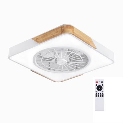Brilagi - затемнюваний стельовий світильник з вентилятором LED/38W/230V 3000-6500K 3000-6500K 50x50 cm білий/дуб + дистанційне керування