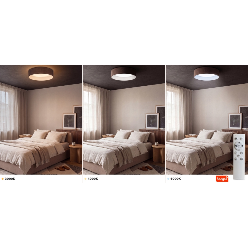 BRILAGI - LED стельовий світильник з регульованою яскравістю VELVET SMARTIX LED/24W/230V 3000-6000K, діаметр 45 см, коричневий, Wi-Fi Tuya Beacon + пульт дистанційного керування