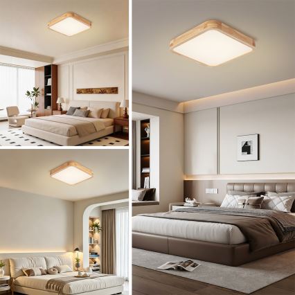 BRILAGI - LED димований стельовий світильник WOODLINE SQUARE LED/48W/230V 3000-6000K дуб 40x40 см + дистанційний пульт