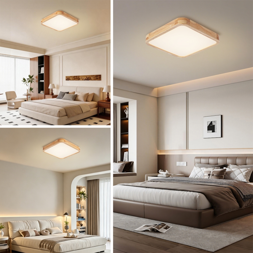 BRILAGI - LED димований стельовий світильник WOODLINE SQUARE LED/48W/230V 3000-6000K дуб 40x40 см + дистанційний пульт
