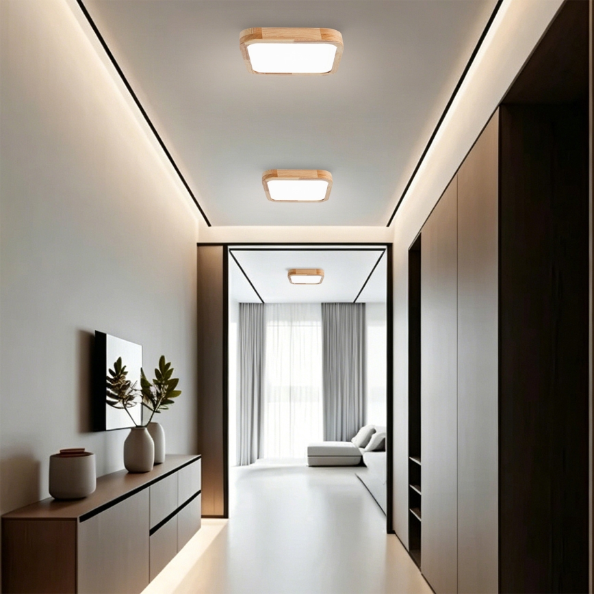 BRILAGI - LED димований стельовий світильник WOODLINE SQUARE LED/48W/230V 3000-6000K дуб 40x40 см + дистанційний пульт