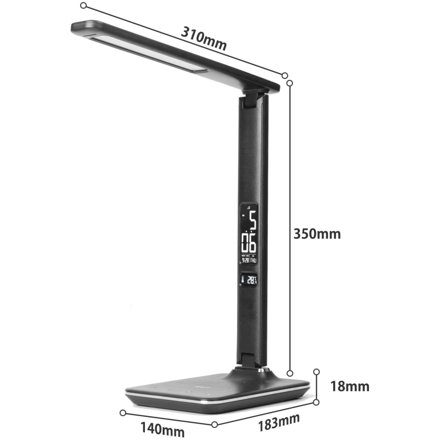 Brilagi - регульована LED настільна лампа з бездротовою зарядкою QI та USB REGINA LED/8,5W/230V чорна