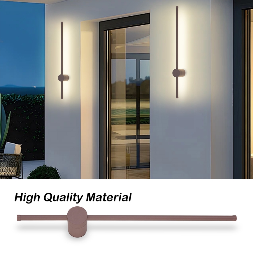 Brilagi - світлодіодний зовнішній настінний світильник AURA LED/12W/230V 3000K IP54 65 см коричневий CRI 90