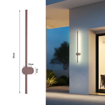 Brilagi - світлодіодний зовнішній настінний світильник AURA LED/12W/230V 3000K IP54 65 см коричневий CRI 90