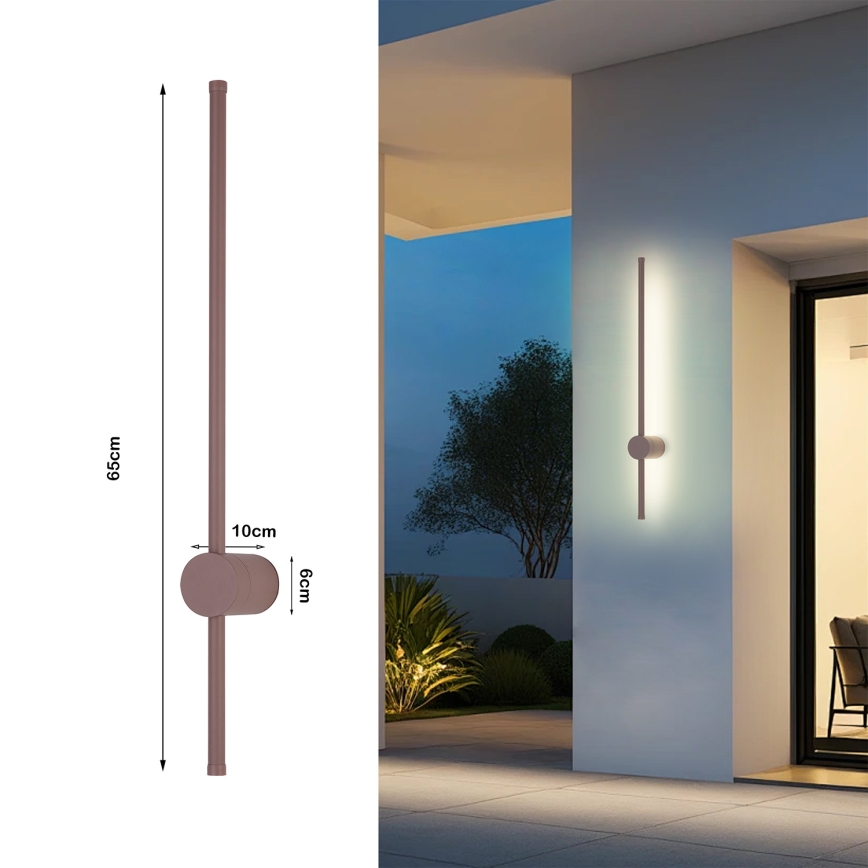 Brilagi - світлодіодний зовнішній настінний світильник AURA LED/12W/230V 3000K IP54 65 см коричневий CRI 90