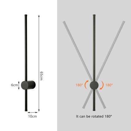 Brilagi - LED зовнішній настінний світильник AURA LED/12W/230V 3000K IP54 65 см чорний