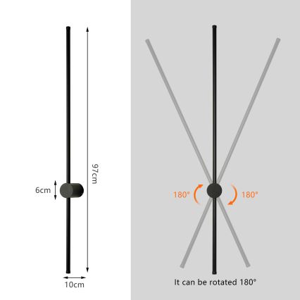 Brilagi - LED Зовнішній настінний світильник AURA LED/20W/230V 4000K IP54 97 cm чорний CRI 90