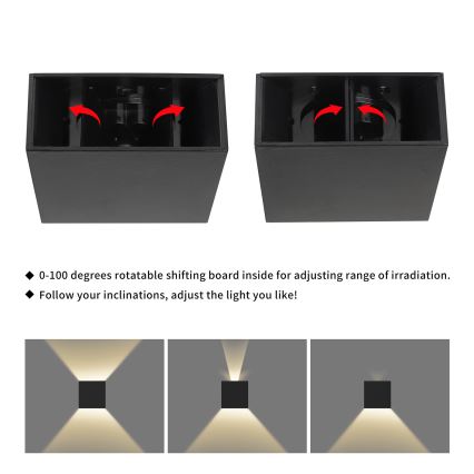 Brilagi - LED зовнішній настінний світильник DOUBLERAY LED/4W/230V чорний IP65