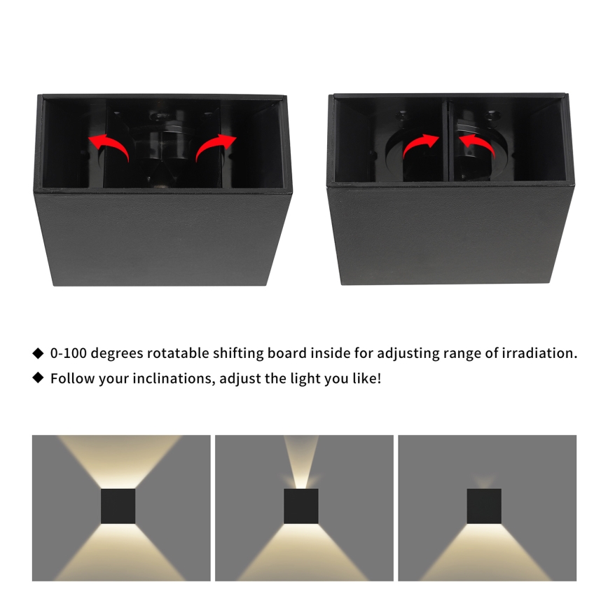 Brilagi - LED зовнішній настінний світильник DOUBLERAY LED/4W/230V чорний IP65