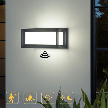 Brilagi - Світлодіодний зовнішній настінний світильник з датчиком PARKER LED/12W/230V антрацит IP44