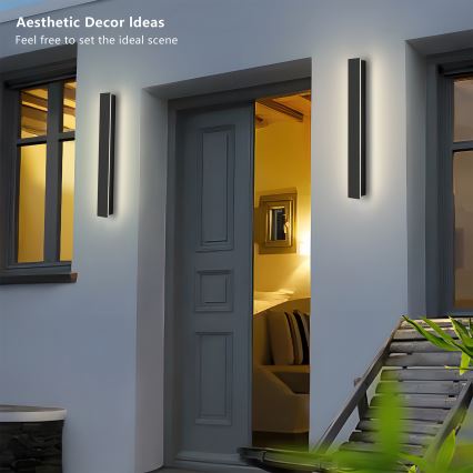 Brilagi - LED зовнішній настінний світильник LINEAR LED, 12 Вт, 230 В, 3000 К, IP65, 50 см, чорний, CRI 90