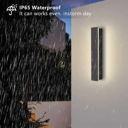 Brilagi - Світлодіодний зовнішній настінний світильник LINEAR, 8 Вт, 230 В, 3000 К, IP65, 30 см, антрацит, CRI 90