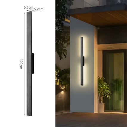 Brilagi - LED зовнішній настінний світильник LINEO LED/24W/230V 4000K IP65 100 cm чорний