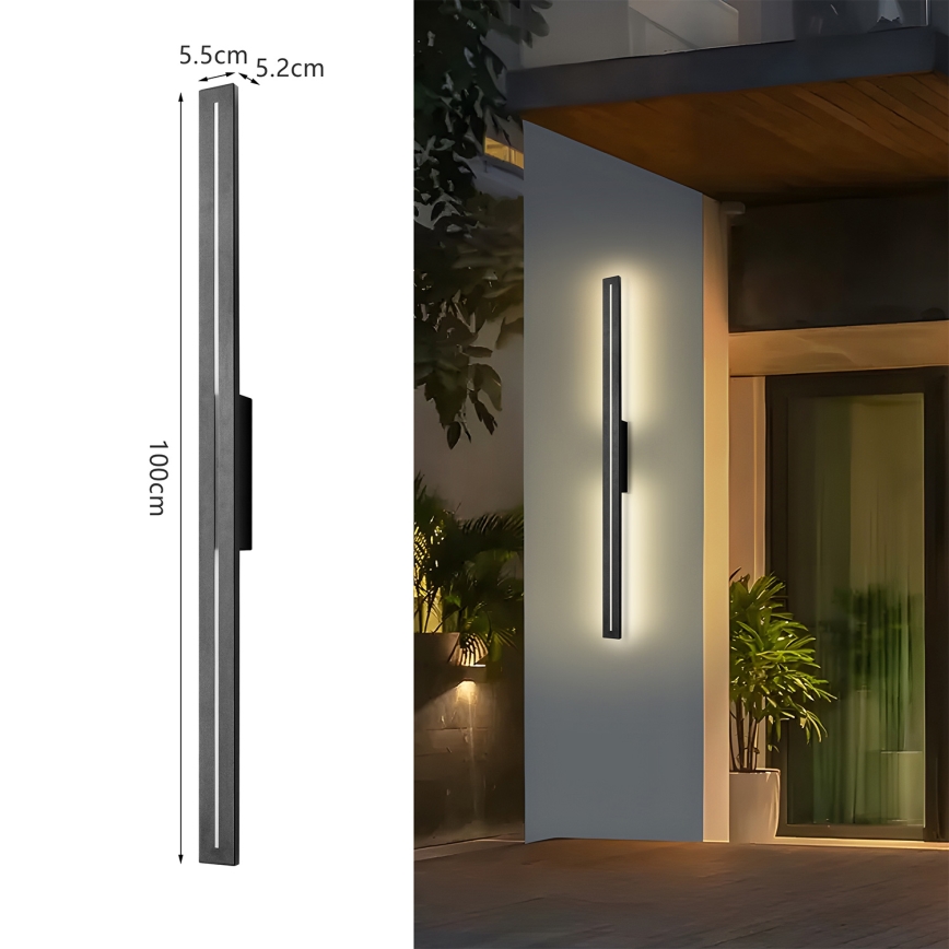 Brilagi - LED зовнішній настінний світильник LINEO LED/24W/230V 4000K IP65 100 cm чорний