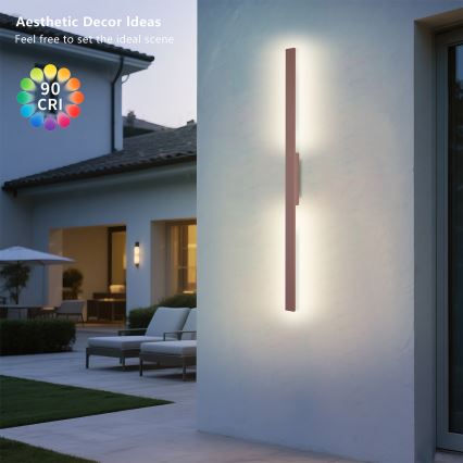 Brilagi - LED зовнішній настінний світильник LUNA LED/24W/230V 3000K IP65 100 см коричневий CRI 90