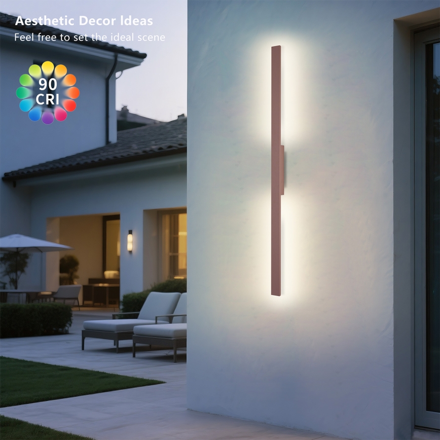 Brilagi - LED зовнішній настінний світильник LUNA LED/24W/230V 3000K IP65 100 см коричневий CRI 90