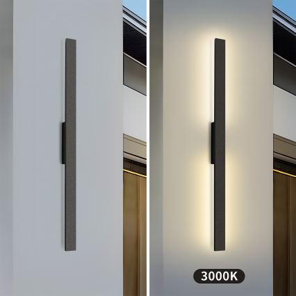 Brilagi - LED зовнішній настінний світильник LUNA LED/24W/230V 3000K IP65 100 см чорний