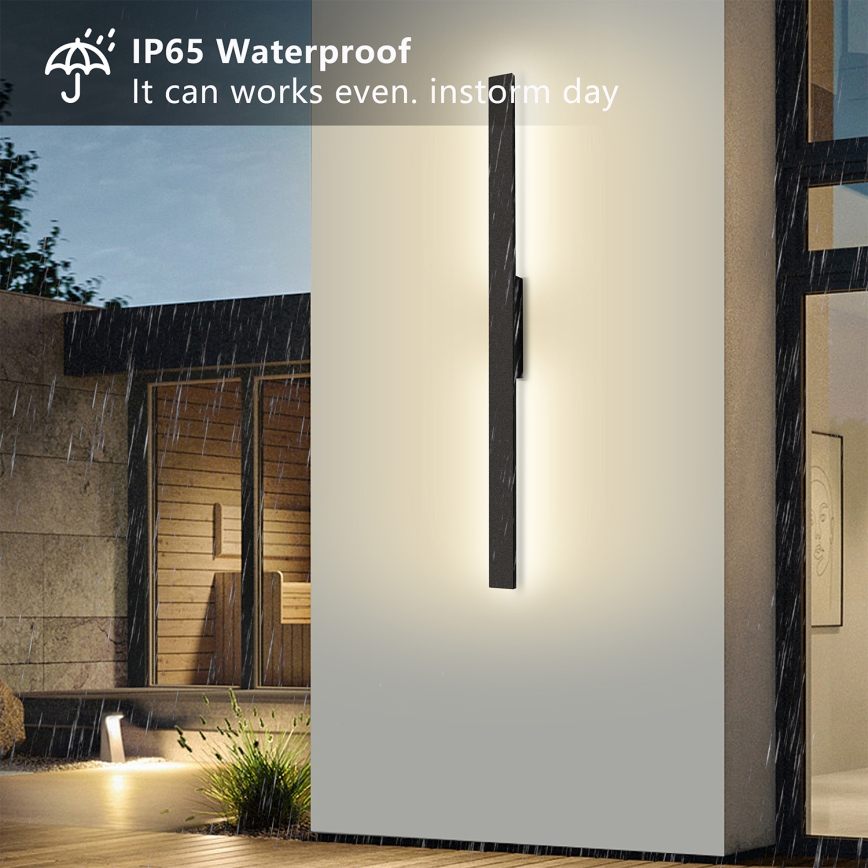 Brilagi - LED зовнішній настінний світильник LUNA LED/24W/230V 3000K IP65 100 см чорний