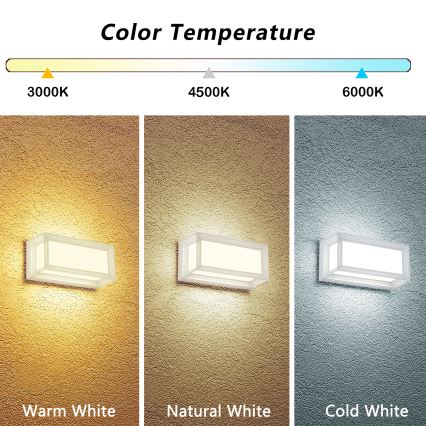 Brilagi - LED зовнішній настінний світильник PARKER LED/12W/230V 3000/4500/6000K білий IP44