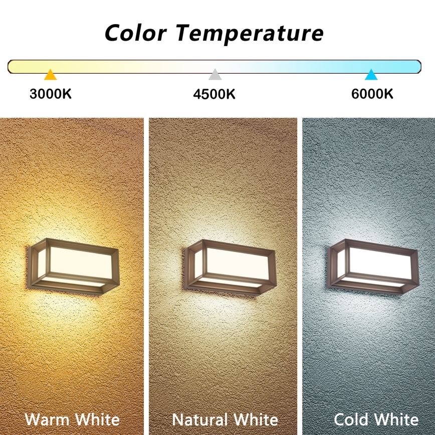 Brilagi - LED зовнішній настінний світильник PARKER LED/12 Вт/230 В 3000/4500/6000 К коричневий IP44
