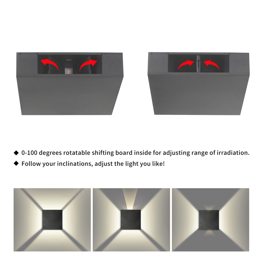 Brilagi - LED зовнішній настінний світильник QUADRAY LED/4W/230V антрацит IP65