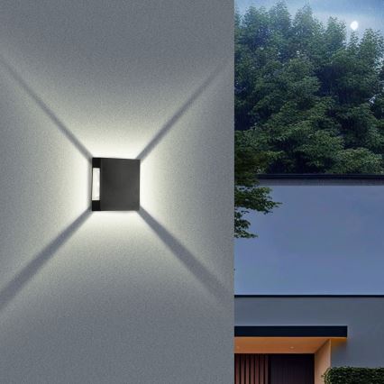 Brilagi - LED зовнішній настінний світильник QUADRAY LED/4W/230V чорний IP65