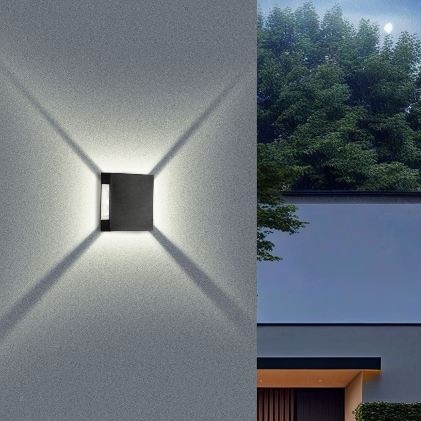 Brilagi - LED зовнішній настінний світильник QUADRAY LED/4W/230V чорний IP65