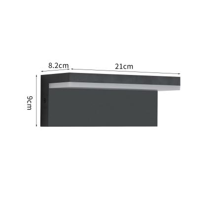 Brilagi - LED зовнішній настінний світильник TESSI LED/10W/230V чорний IP54