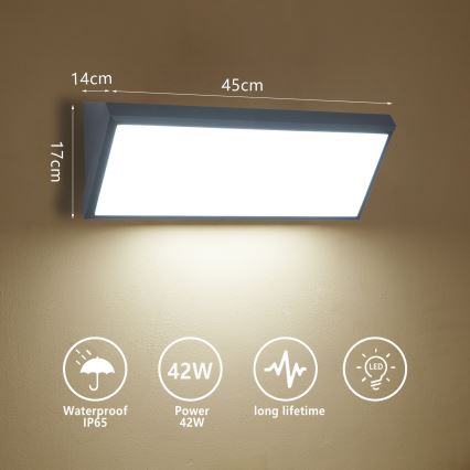 Brilagi - зовнішній настінний світильник TRIANGLE LED/42W/230V 3000/4000/6500K 45 см антрацит IP65