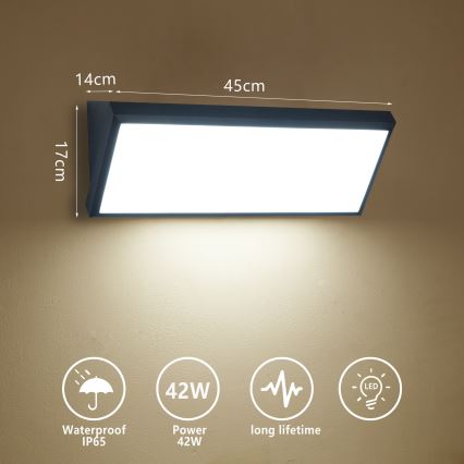 Brilagi - LED зовнішній настінний світильник TRIANGLE LED/42W/230V 3000/4000/6500K чорний IP65