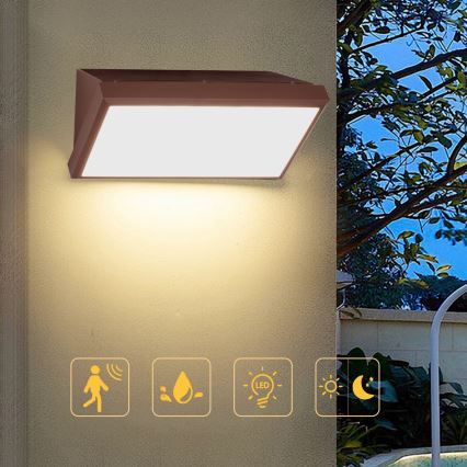 Brilagi - LED зовнішній настінний світильник із сенсором TRIANGLE LED/20W/230V коричневий IP65