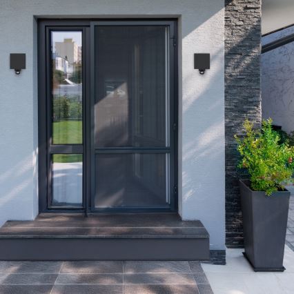 Брілагі - світлодіодний зовнішній настінний світильник з датчиком CUBE LED/6W/230V чорний IP65