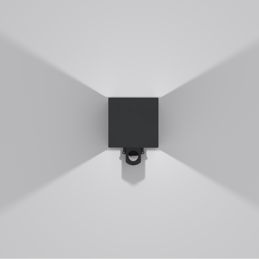 Брілагі - світлодіодний зовнішній настінний світильник з датчиком CUBE LED/6W/230V чорний IP65