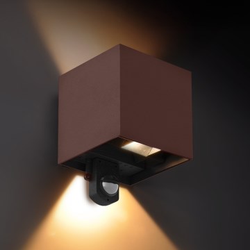 Brilagi - LED зовнішній настінний світильник з датчиком CUBE LED/6W/230V коричневий IP65