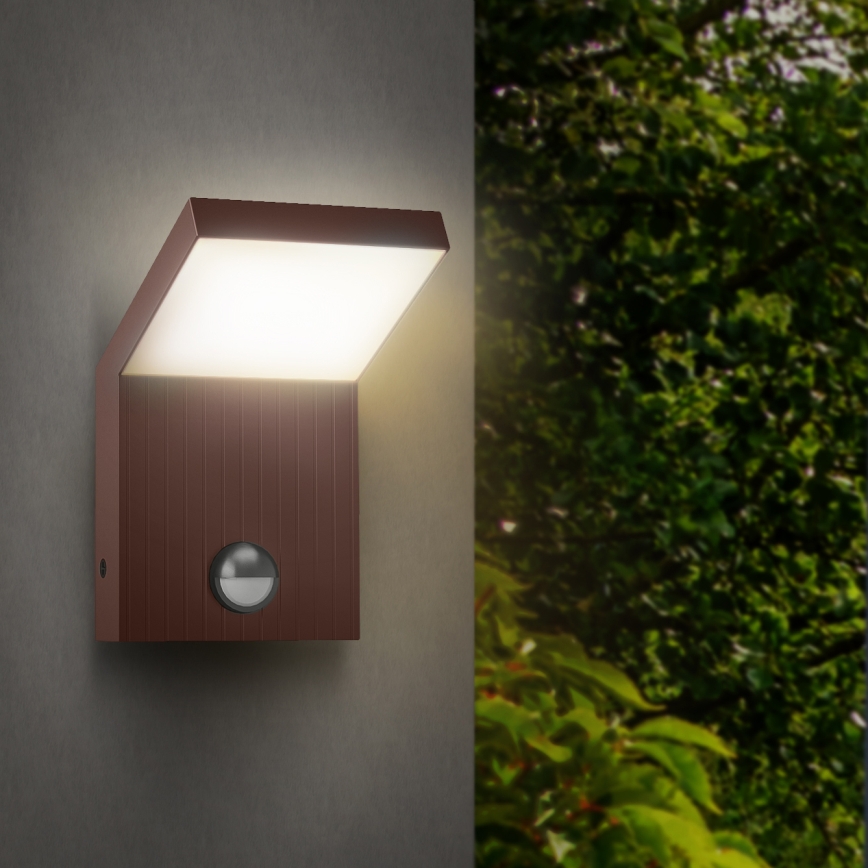 Brilagi - LED зовнішній настінний світильник з датчиком RIANO LED/8W/230V коричневий IP65