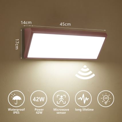 Brilagi - LED зовнішній настінний світильник з датчиком TRIANGLE LED/42W/230V коричневий IP65