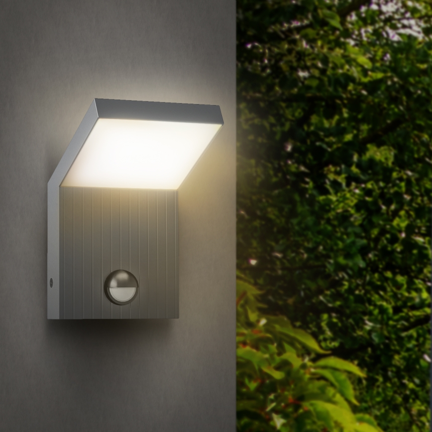 Brilagi - LED зовнішній настінний світильник з датчиком RIANO LED/8W/230V сріблястий IP65