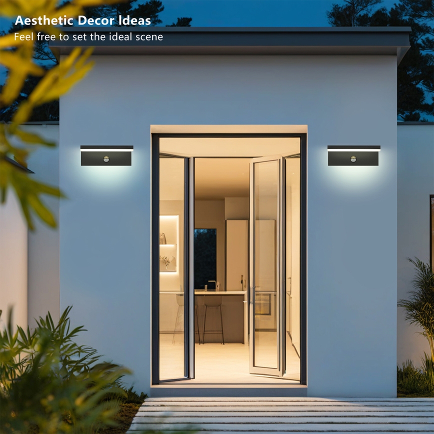 Brilagi - LED зовнішній настінний світильник з датчиком TESSI LED/10W/230V чорний IP54