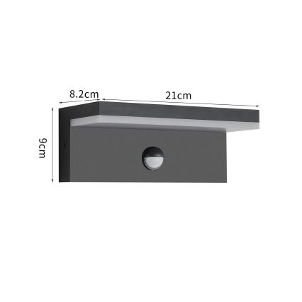 Brilagi - LED зовнішній настінний світильник з датчиком TESSI LED/10W/230V чорний IP54