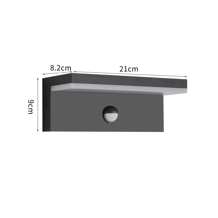 Brilagi - LED зовнішній настінний світильник з датчиком TESSI LED/10W/230V чорний IP54